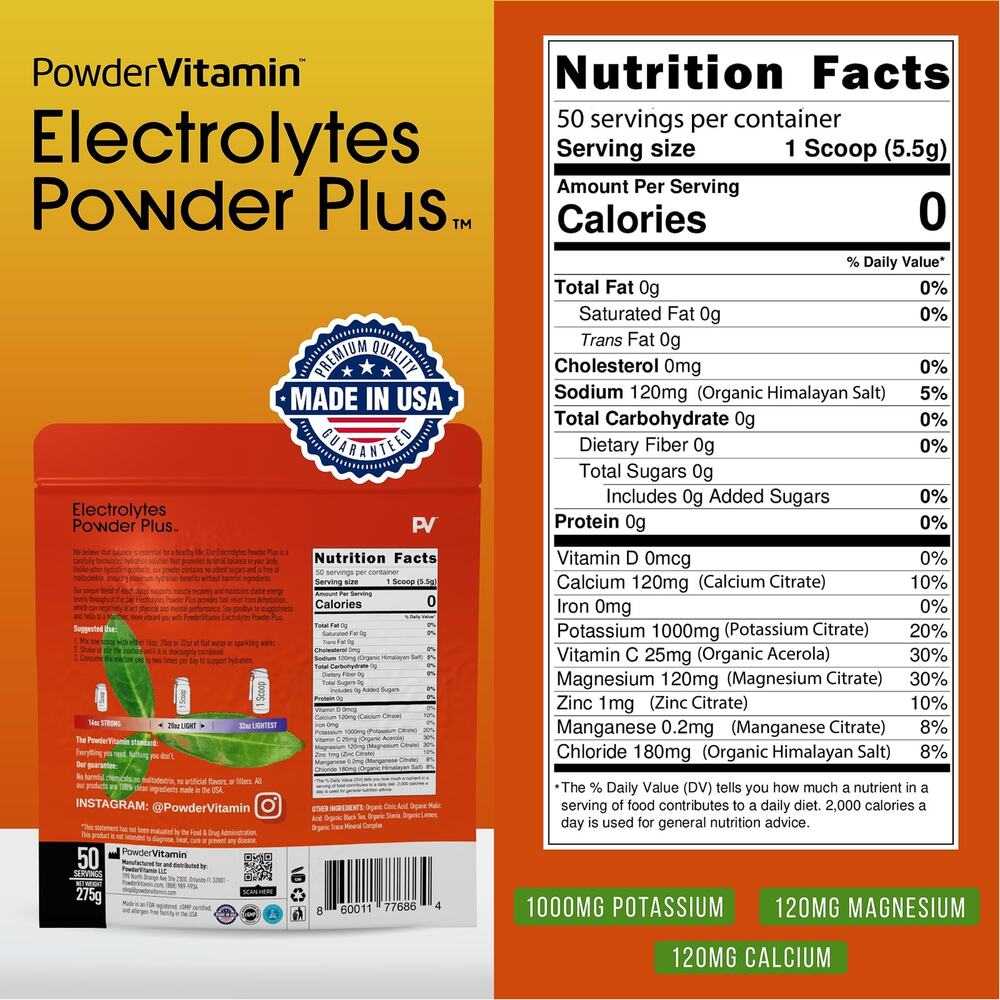 NWT PowderVitamin Electrolytes Powder Plus (50 Servings) Black Tea Lemonade